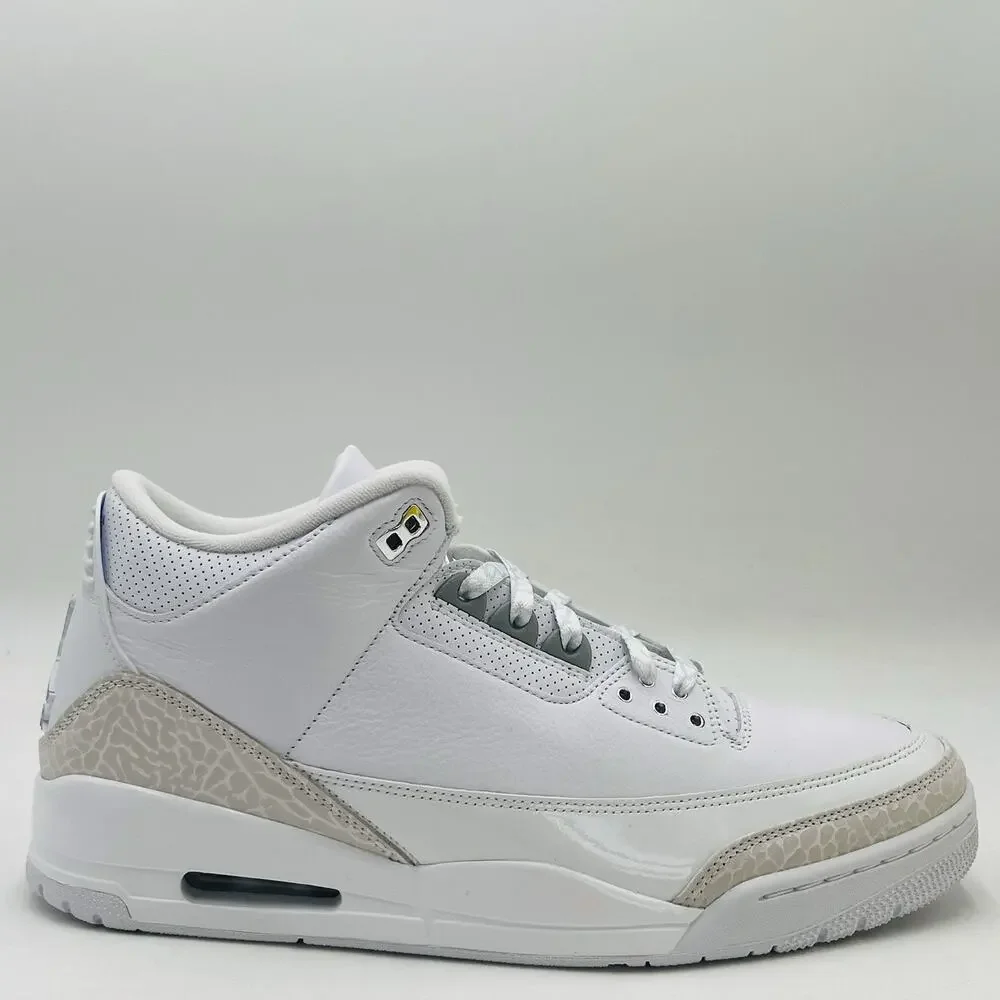 Nike Air Jordan 3 Retro White Silver Sneakers CT8532 111 Men Size 13 NEW